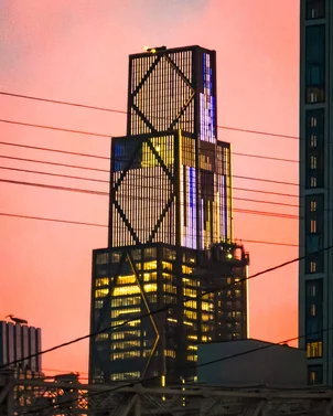 Sunset, J.P. Morgan HQ